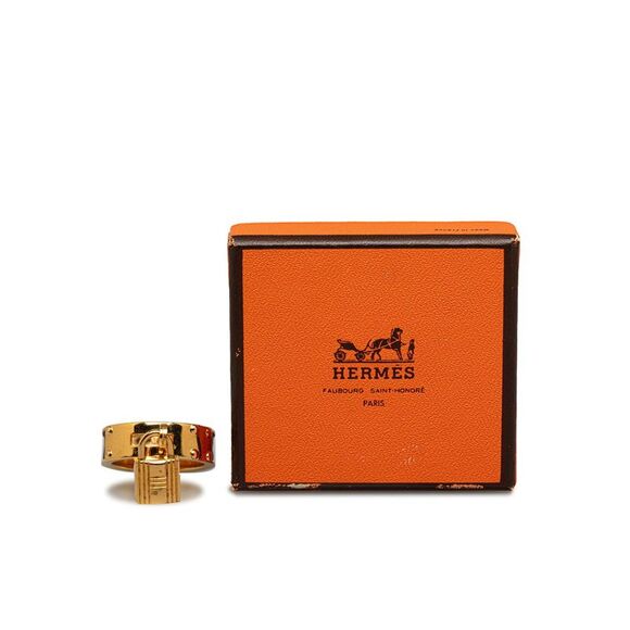 Pre Loved Hermes Gold Scarf Ring Accessory in Excellent Condition - Picture 5 of 5